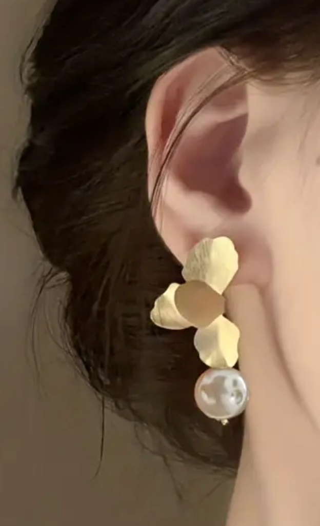 Faux Pearl Modern Earrings