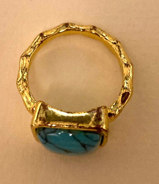 Gold Plated Turqoise Gemstone Ring